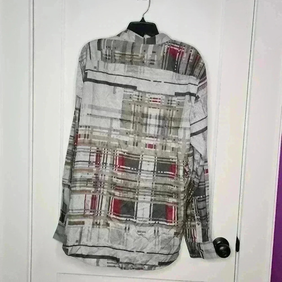 Perry Ellis Principles Regular-Fit Broken Plaid Tweed Shirt NWT Size XLT Asphalt - Picture 2 of 5